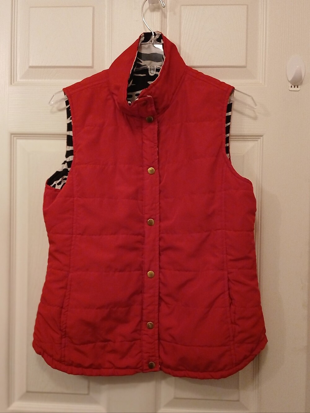 Casual Identity Reversible Vest Women's Size M Zebra Solid Red Vintage Outdoor